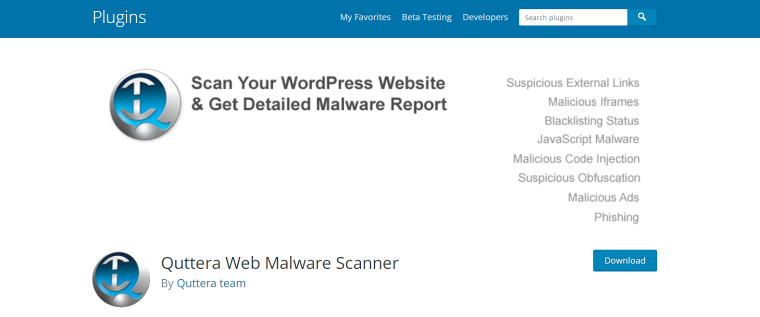 إضافة Quttera Web Malware Scanner